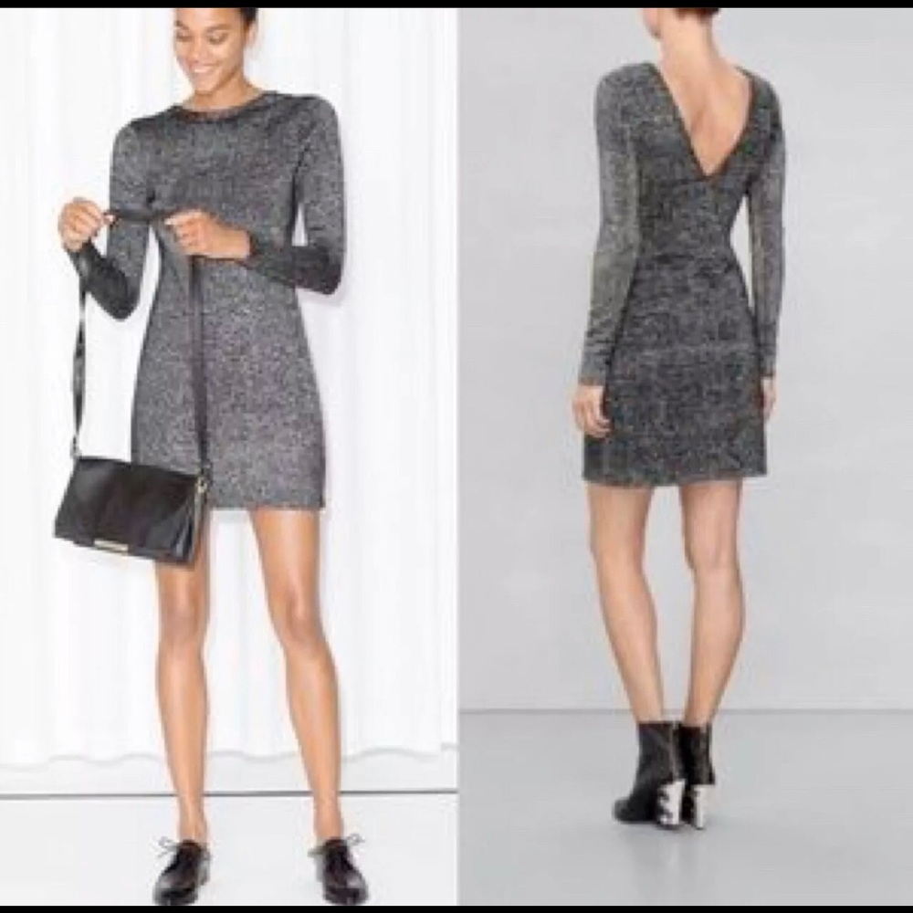 & Other Stories Sparkling Silver Longsleeve dress